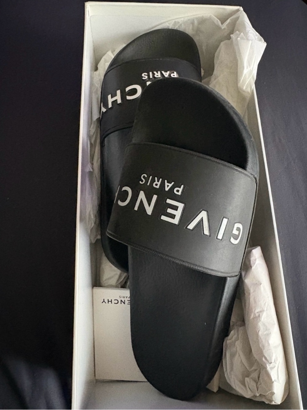 Givenchy Black Logo Slide Sandals for women